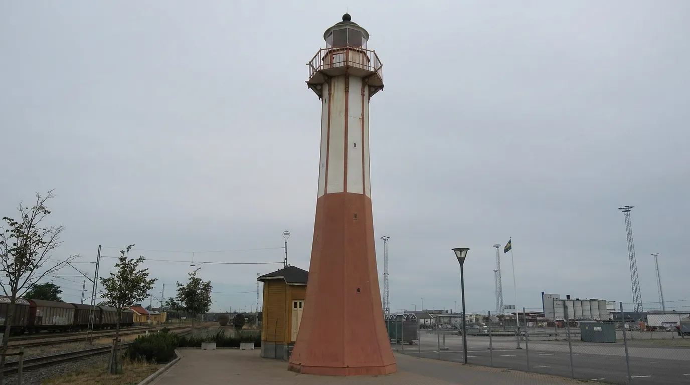 Ystads övre fyr, de bovenste vuurtoren in de stad, startpunt van de stadswandeling