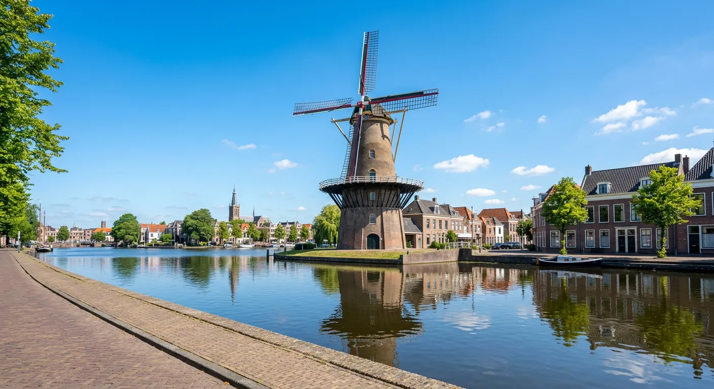 Molen De Valk in Leiden, de laatste originele stellingmolen op de oude stadswallen