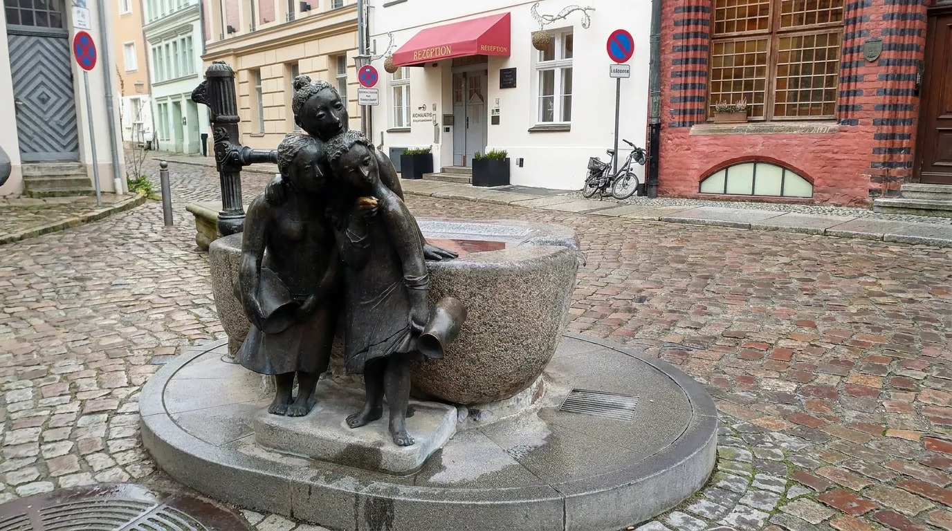 Mägdebrunnen in der Stralsunder Altstadt