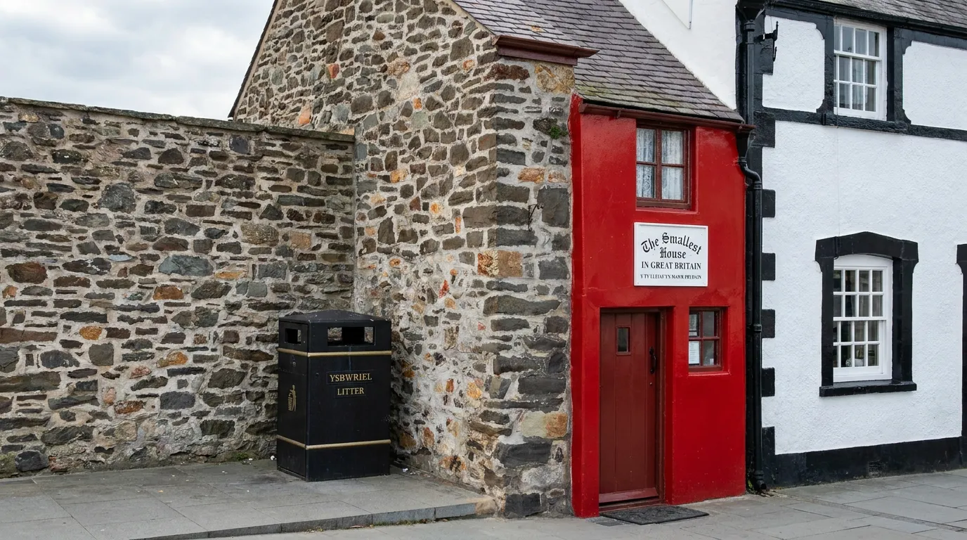 A Smallest House in Great Britain, a casa mais pequena da Grã-Bretanha, no cais de Conwy