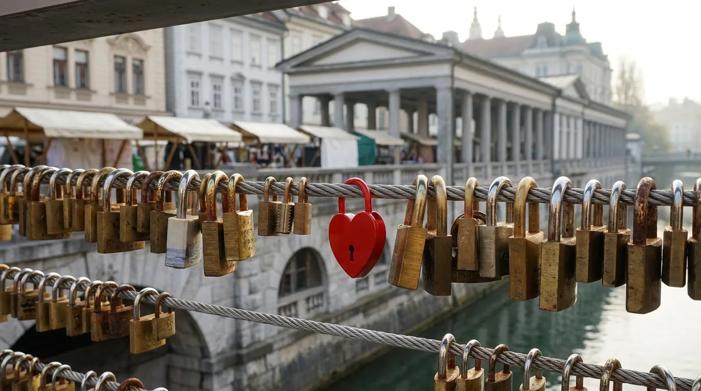 The Butchers' Bridge over de Ljubljanica in Ljubljana