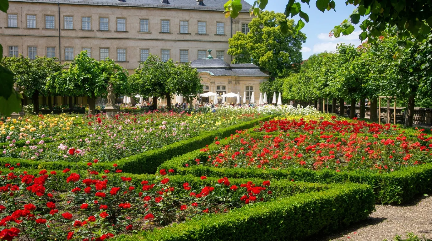 Rose garden behind the Neue Residenz in Bamberg