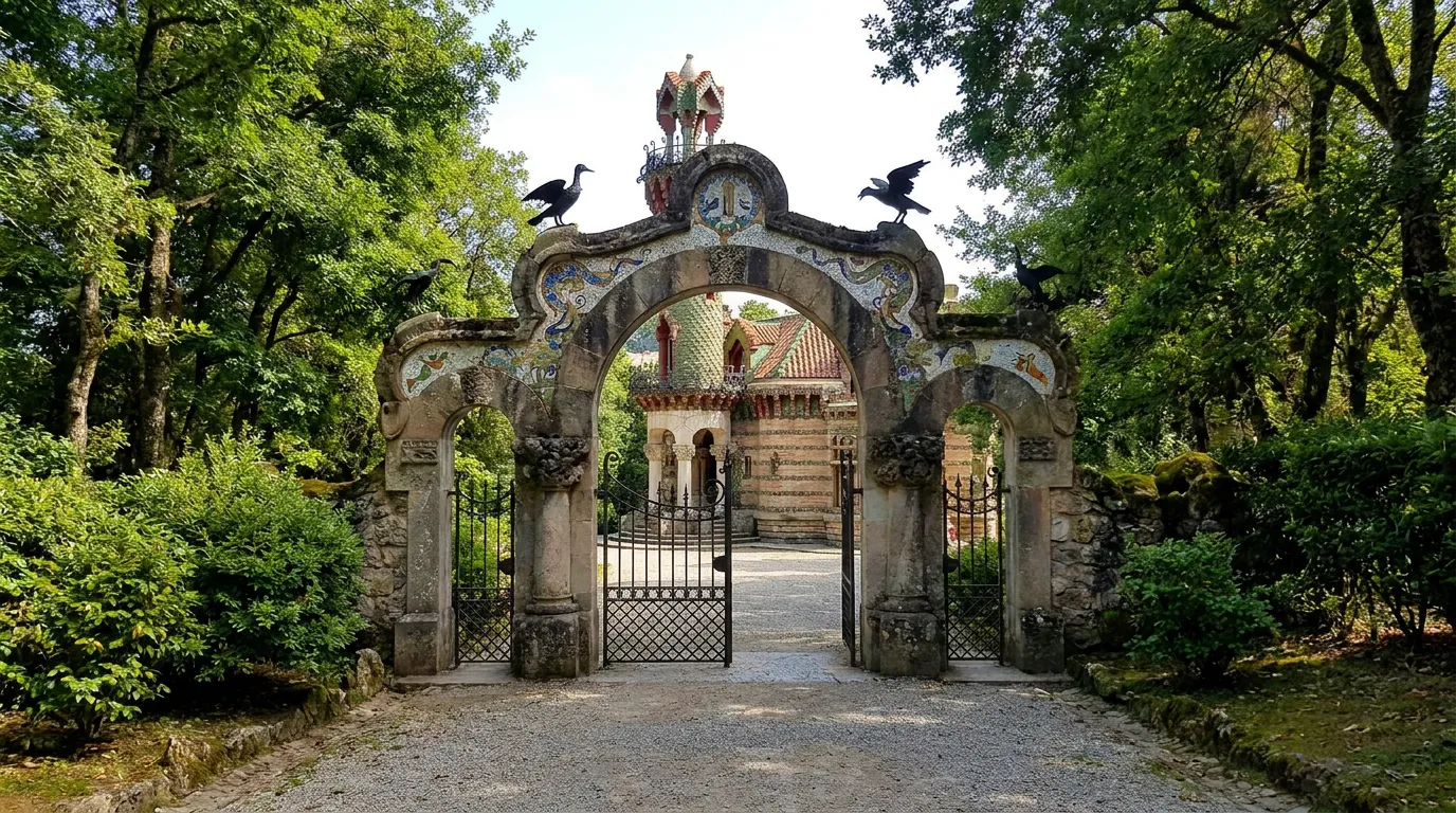 Das Vogeltor (Moro-Tor) in Comillas, Eingang zu El Capricho