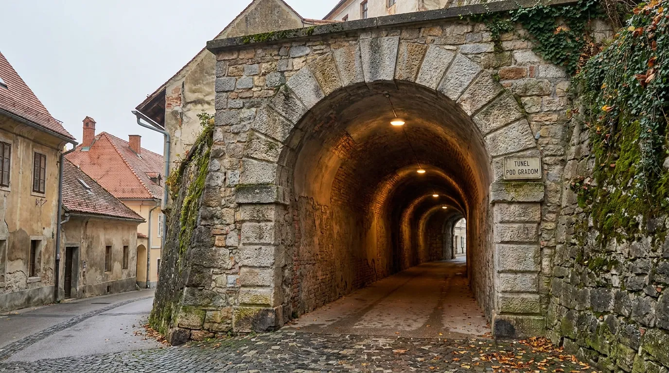 The tunnel under Ptuj Castle, where wine tastings are held