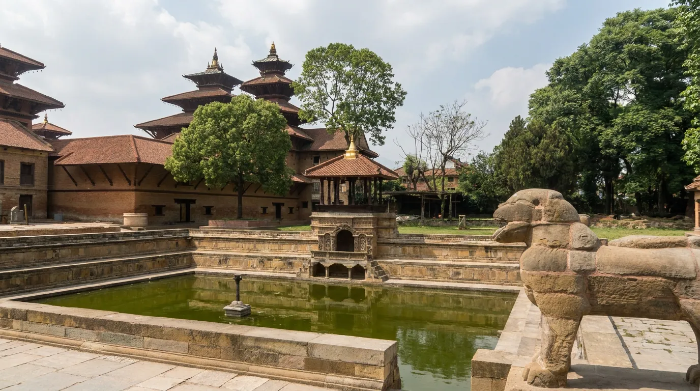 Bhandarkhal, a hidden royal garden with a pond tucked behind Durbar Square