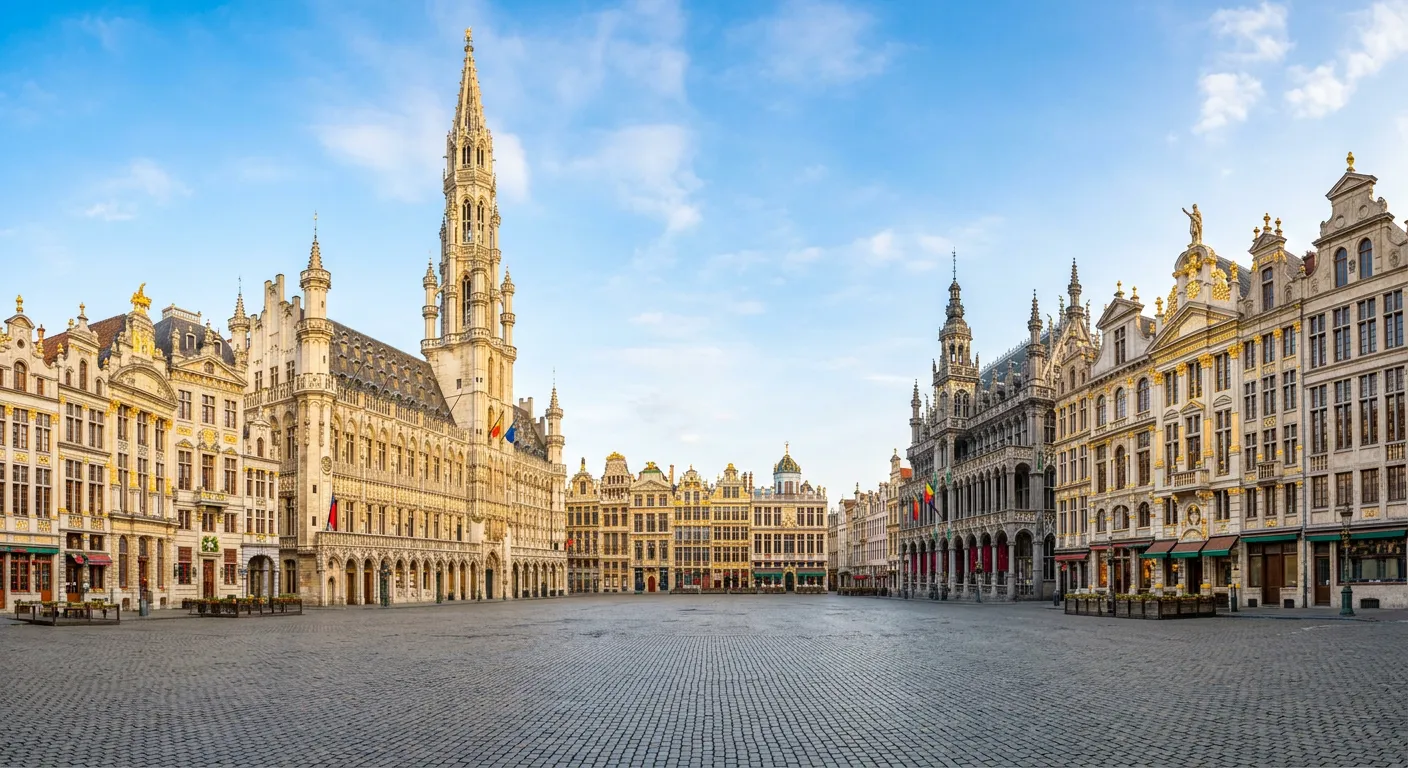 Grand-Place à Bruxelles, entourée des maisons de corporations et de l'Hôtel de Ville